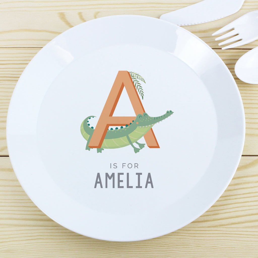 Personalised Animal Alphabet Plastic Plate | Christmas Gift