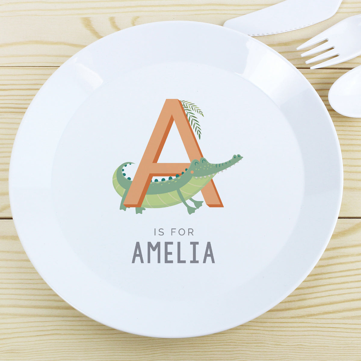 Personalised Animal Alphabet Plastic Plate | Christmas Gift