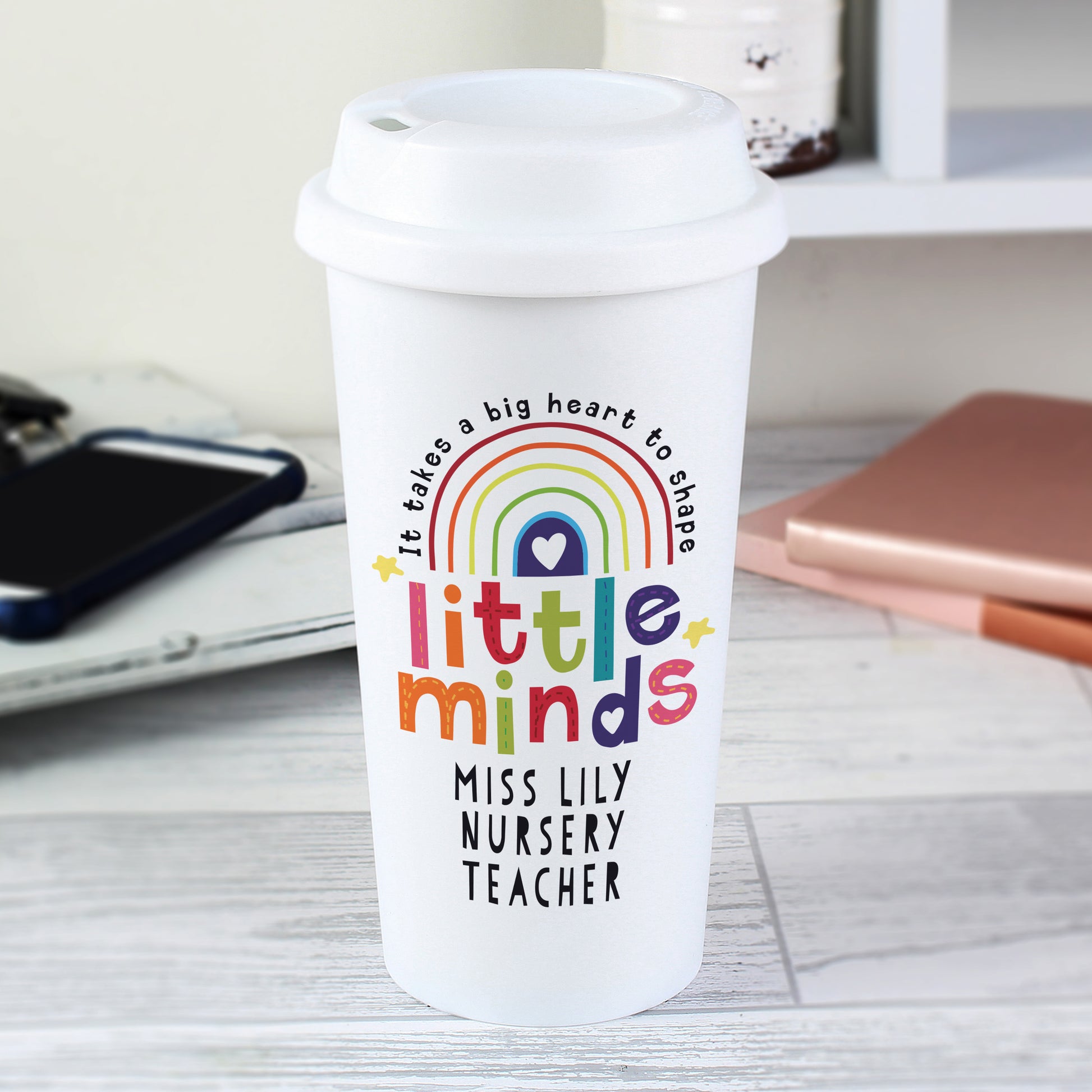 Personalised Shape Little Minds Travel Mug - Inspired Creative Gifts