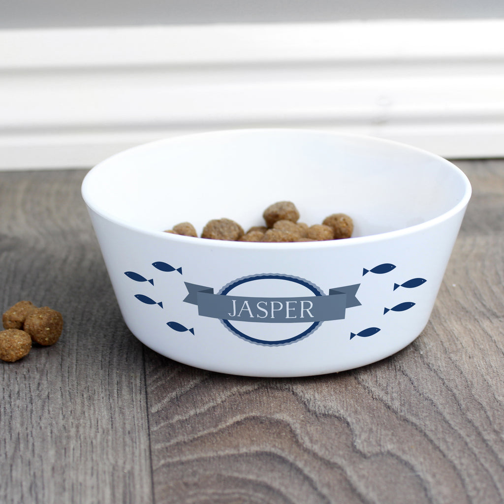 Personalised Fish Plastic Cat Bowl for Christmas