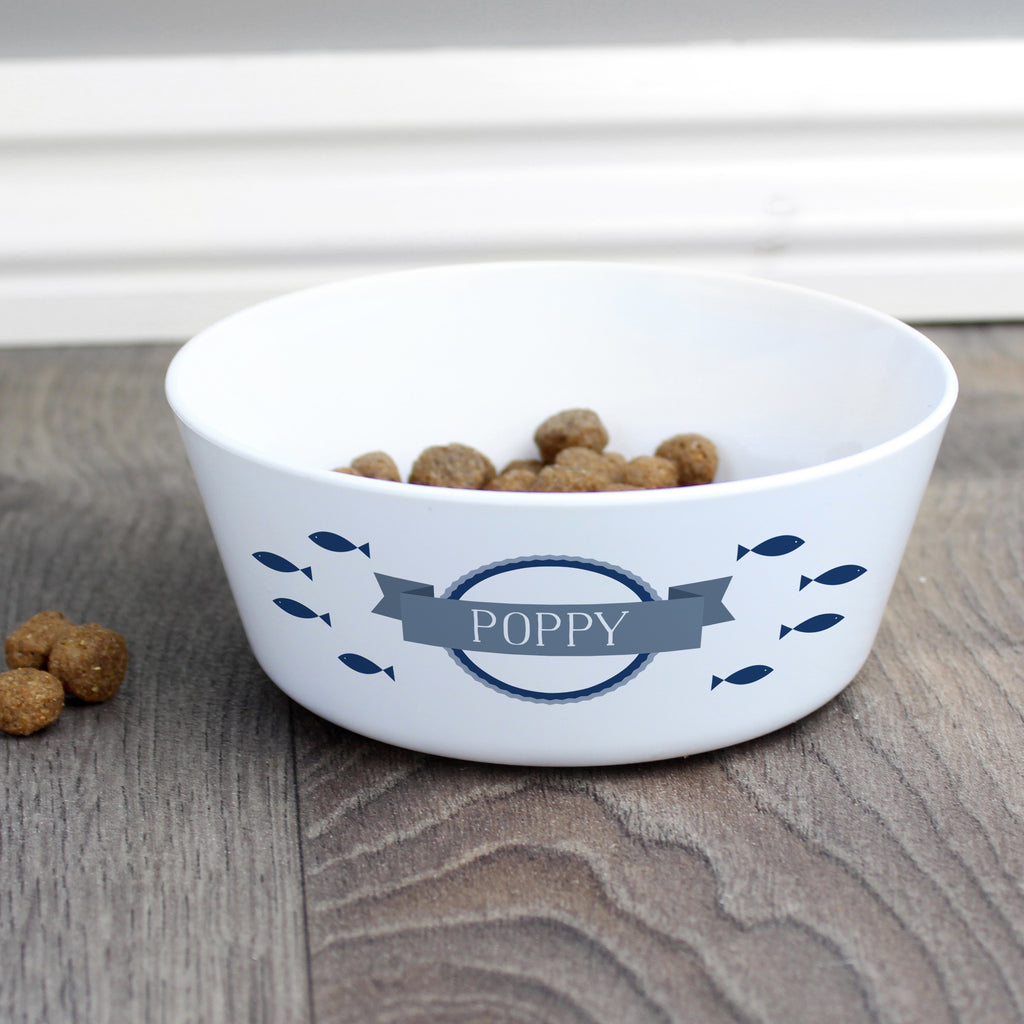 Personalised Fish Plastic Cat Bowl for Christmas