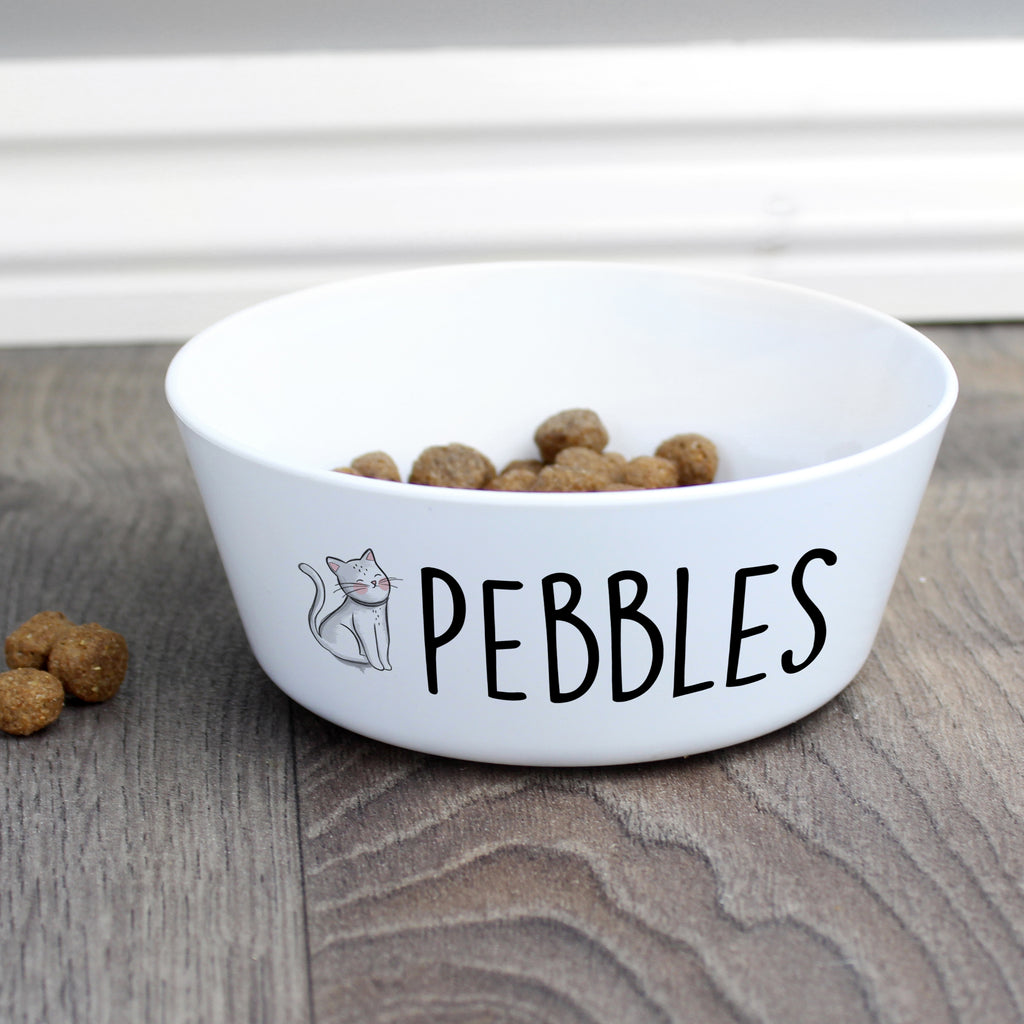 Personalised Scribble Cat Plastic Cat Bowl | Pet Gifts | Christmas Gift