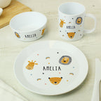 Personalised Safari Animals Plastic Childrens Breakfast Set | Mealtime Essentials