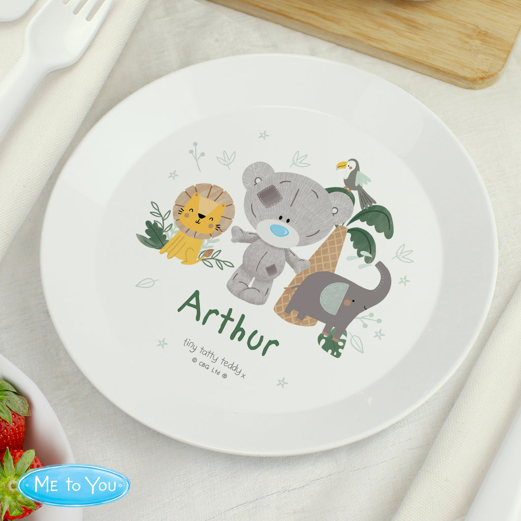 Personalised Tiny Tatty Teddy Jungle Animals Plate for Christmas