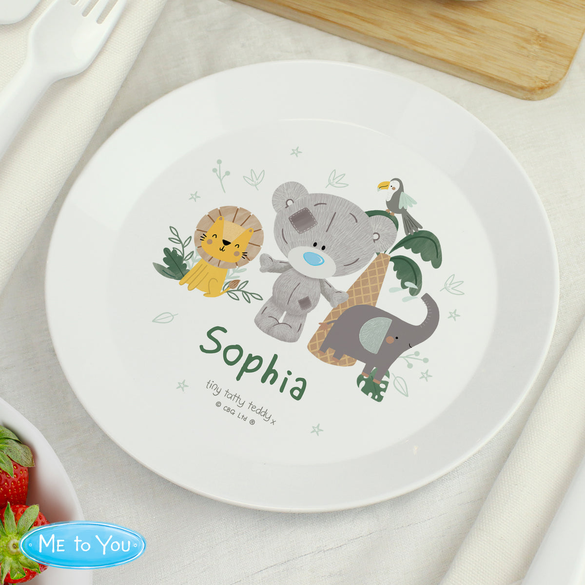 Personalised Tiny Tatty Teddy Jungle Animals Plate for Christmas