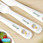Personalised Tiny Tatty Teddy Jungle Animals Plastic 3 Piece Cutlery Set | Mealtime Essentials | Christening Gift