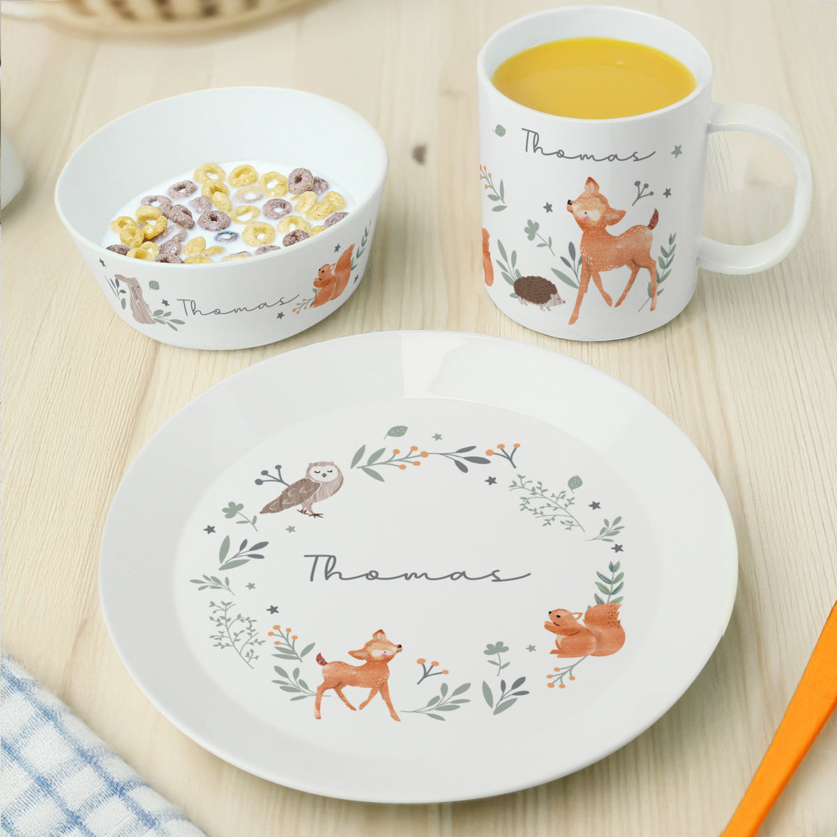 Personalised Woodland Animals Breakfast Set | Kitchen, Baking & Dining Gifts | Inspired Creative Gifts