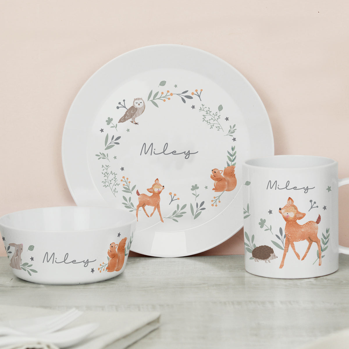 Personalised Woodland Animals Breakfast Set | Kitchen, Baking & Dining Gifts | Inspired Creative Gifts