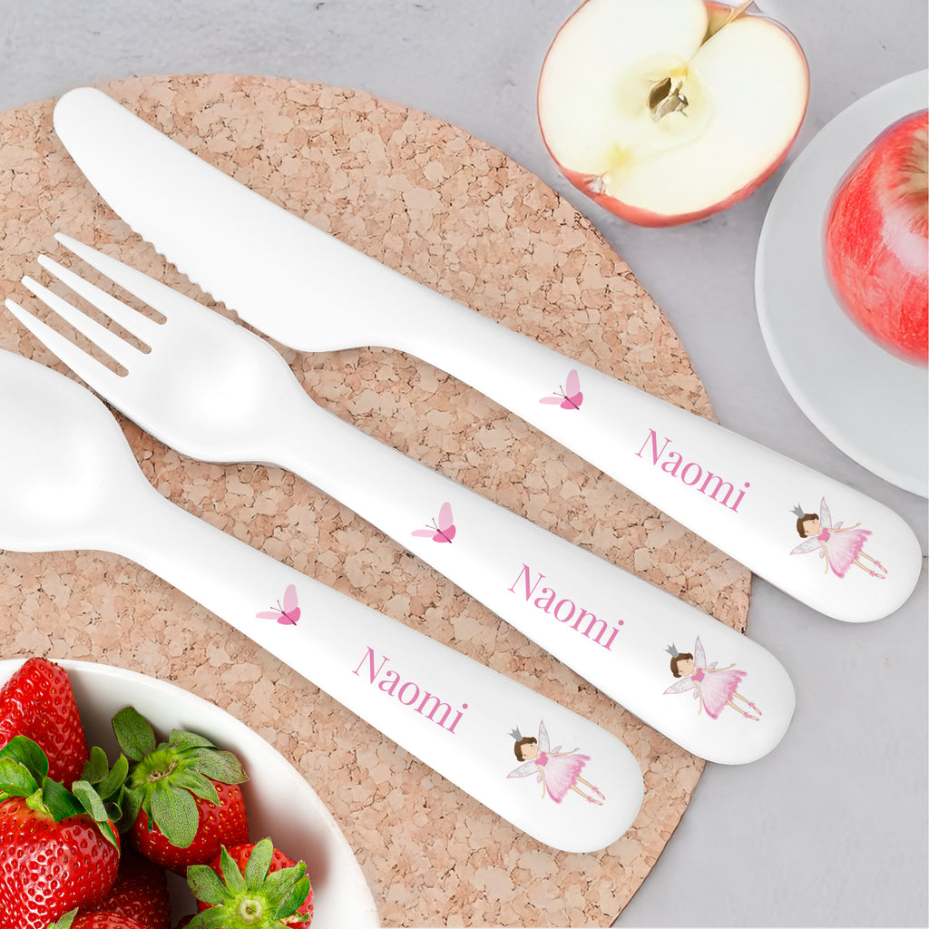 Personalised Fairy Princess Plastic Cutlery Set | Kitchen, Baking & Dining Gifts