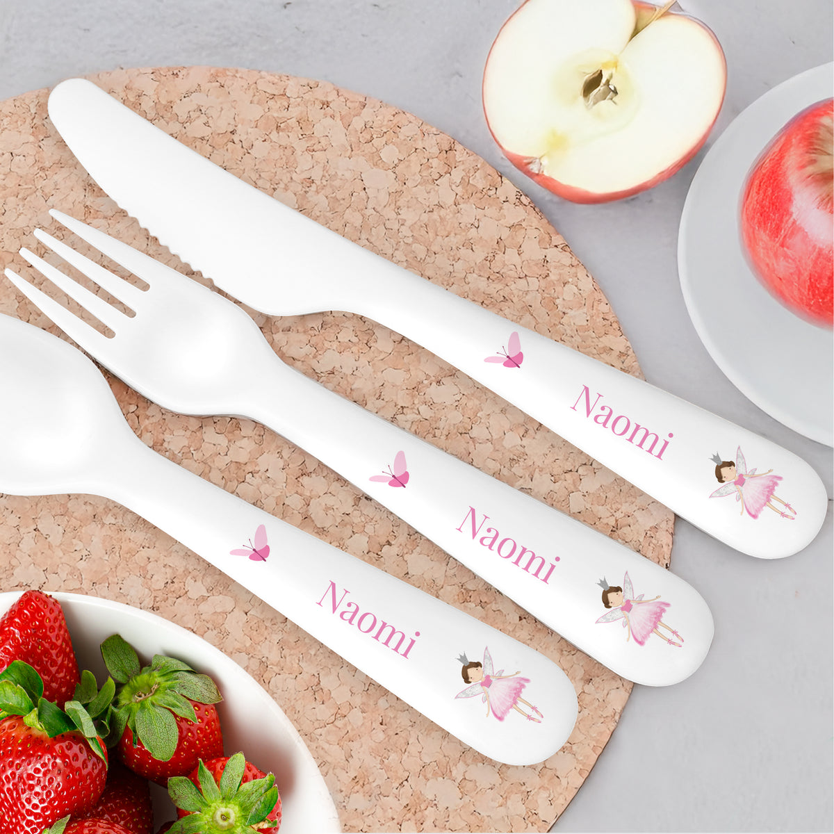 Personalised Fairy Princess Plastic Cutlery Set | Kitchen, Baking & Dining Gifts