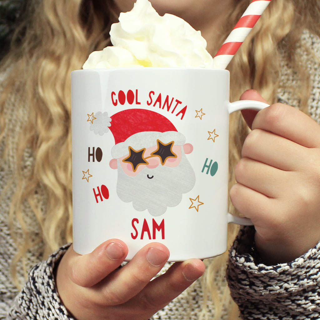 Personalised Cool Santa Plastic Mug for Christmas