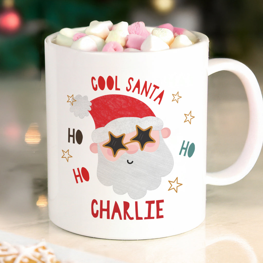 Personalised Cool Santa Plastic Mug for Christmas