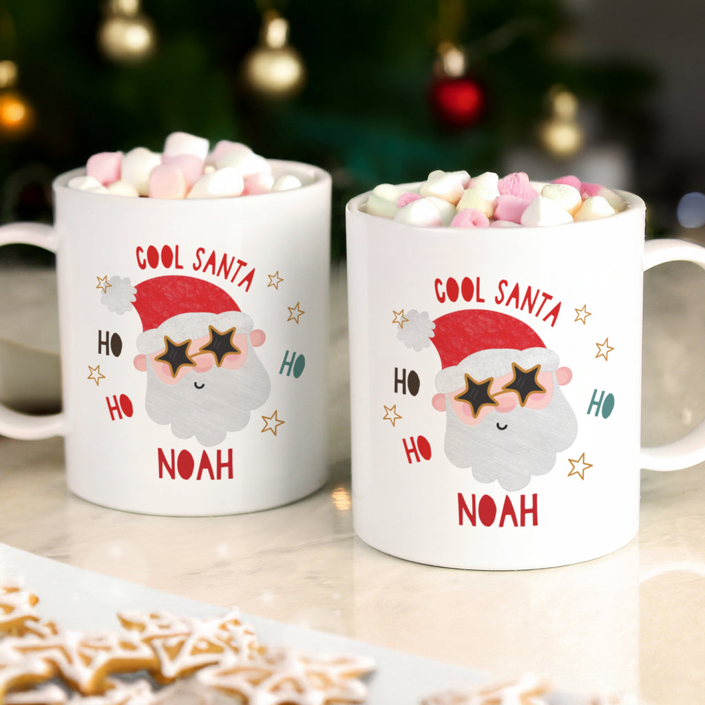 Personalised Cool Santa Plastic Mug for Christmas