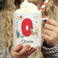 Personalised Initial Reindeer Christmas Plastic Mug | Christmas Gift