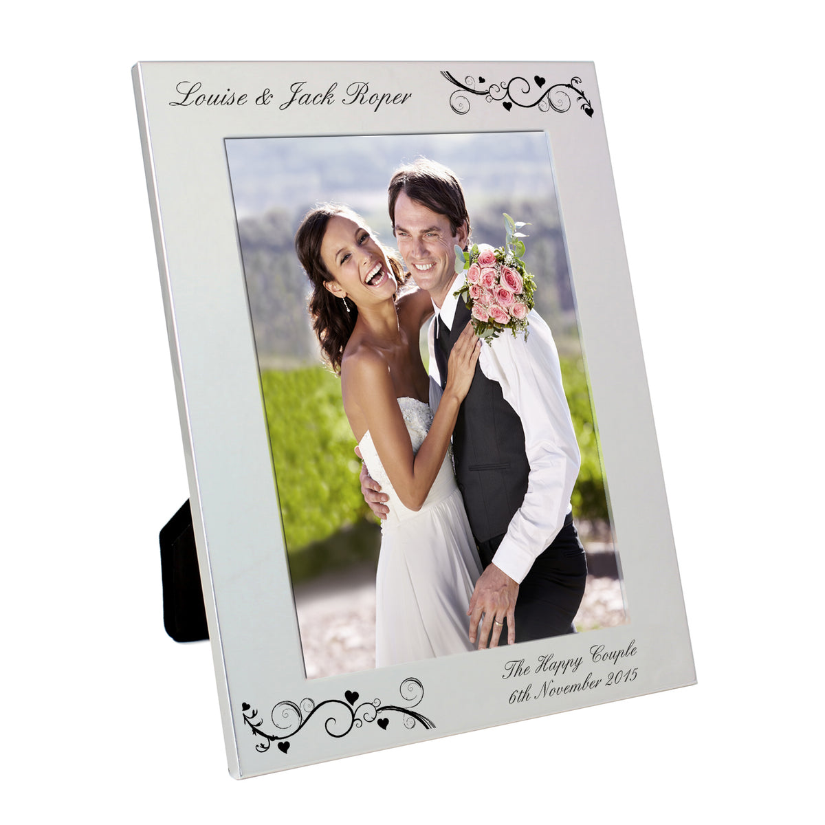 Personalised Silver 5x7 Black Swirl Photo Frame | Photo Frames, Albums and Guestbooks | Wedding Gift