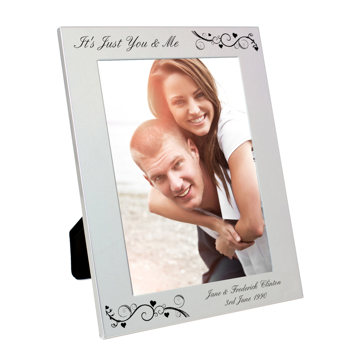 Personalised Silver 5x7 Black Swirl Photo Frame | Photo Frames, Albums and Guestbooks | Wedding Gift