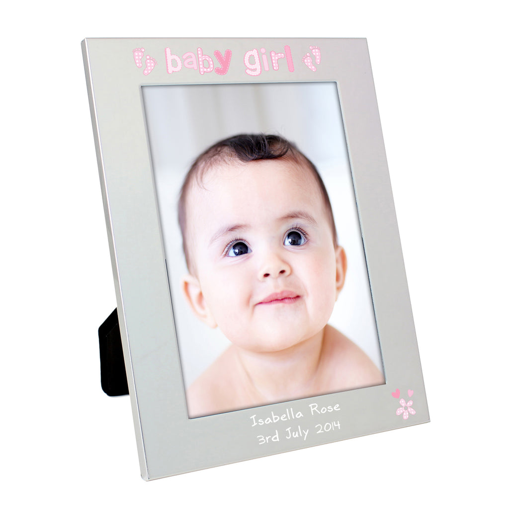 Personalised Silver 5x7 Baby Girl Photo Frame | New Baby Gift