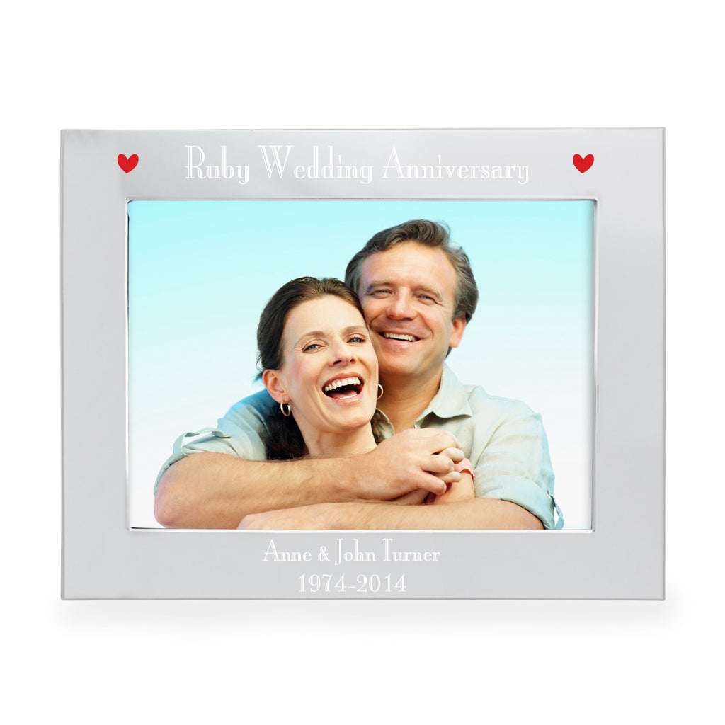 Personalised Silver 5x7 Ruby Anniversary Landscape Photo Frame | Photo Frames, Albums and Guestbooks