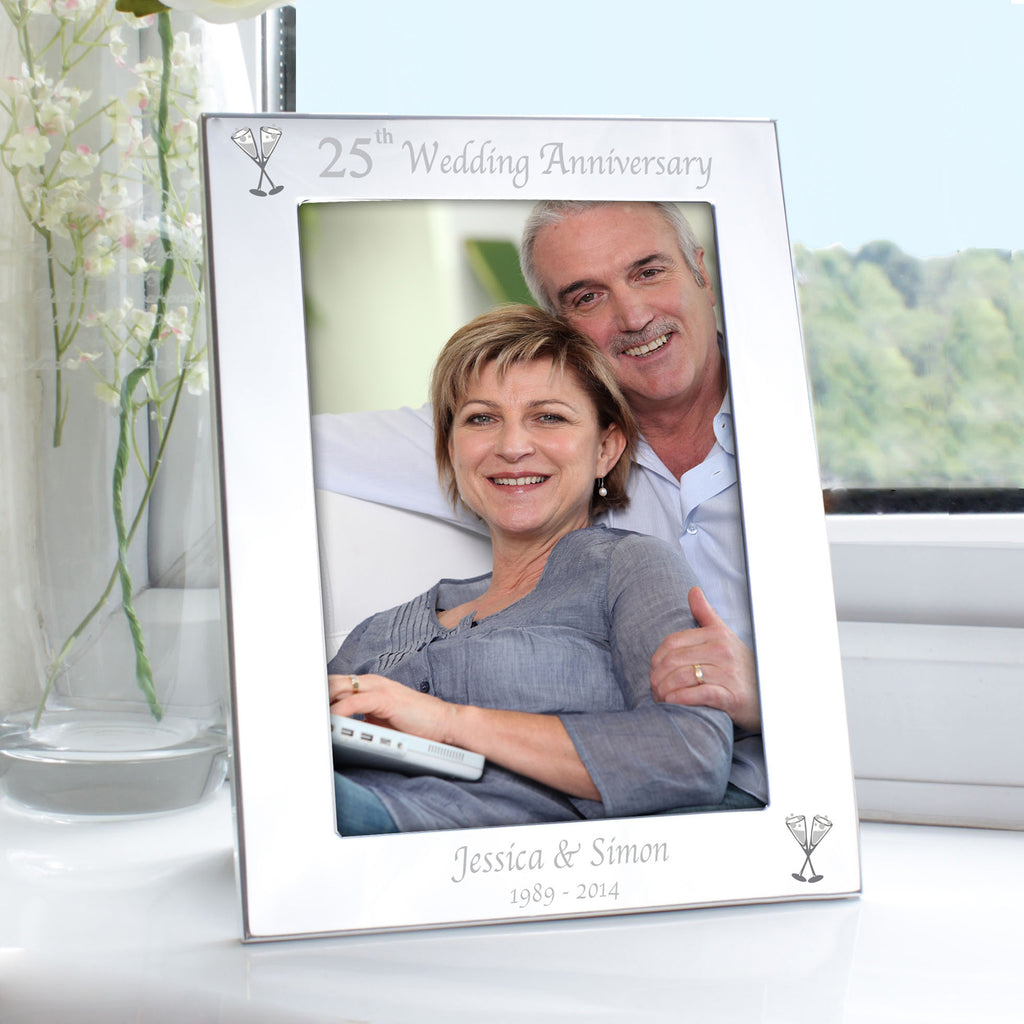Personalised Silver 5x7 25th Wedding Anniversary Photo Frame | Wedding Gift