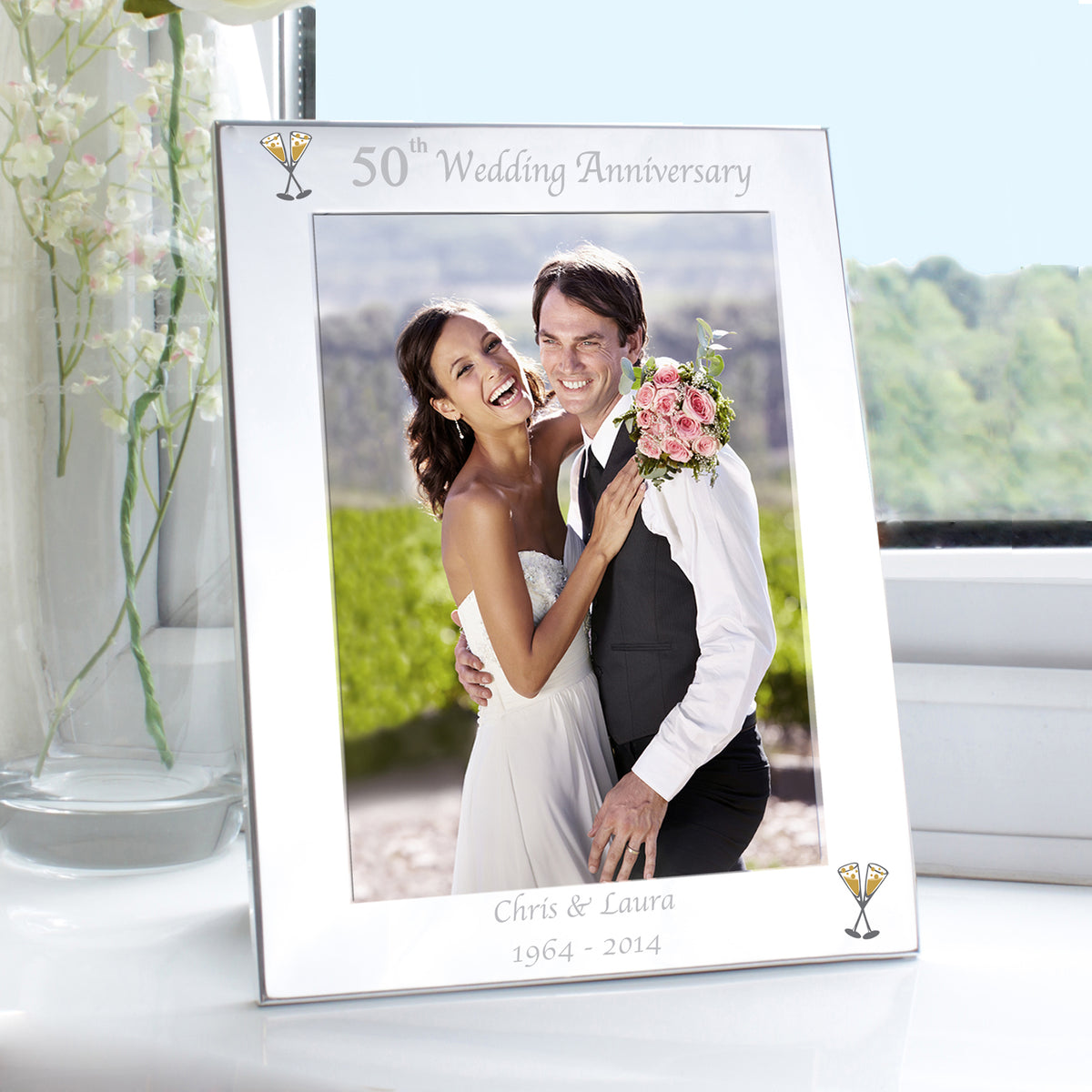 Personalised Silver 5x7 50th Wedding Anniversary Photo Frame for Wedding