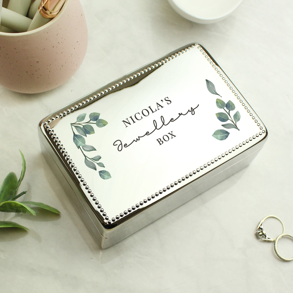 Personalised Botanical Rectangular Jewellery Box | Gift for Her