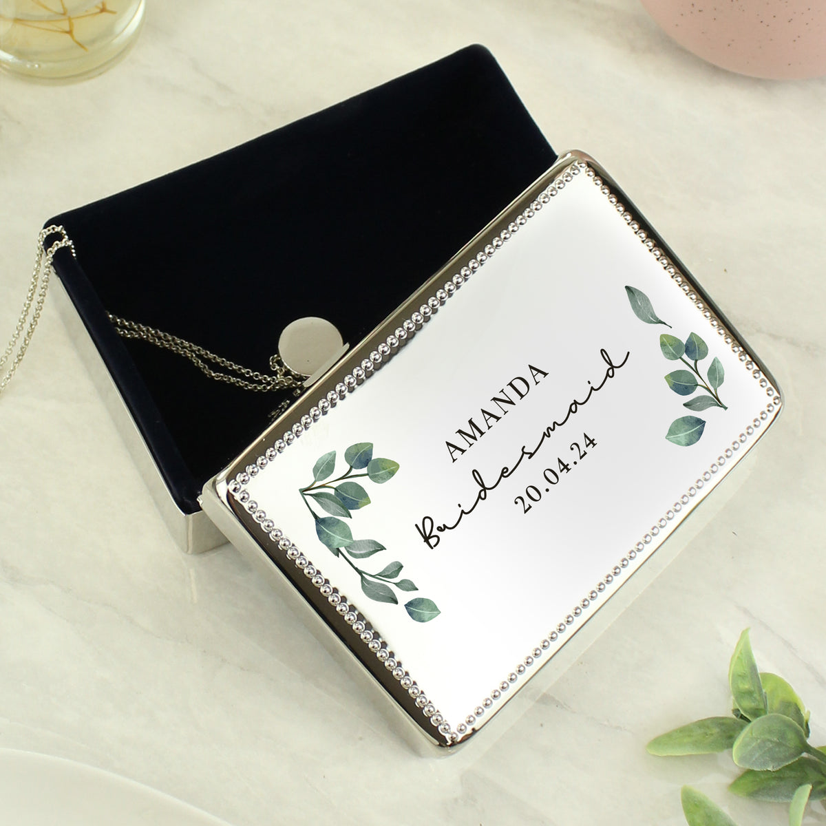 Personalised Botanical Rectangular Jewellery Box | Gift for Her