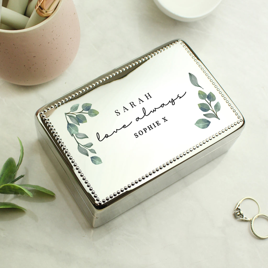 Personalised Botanical Rectangular Jewellery Box | Gift for Her