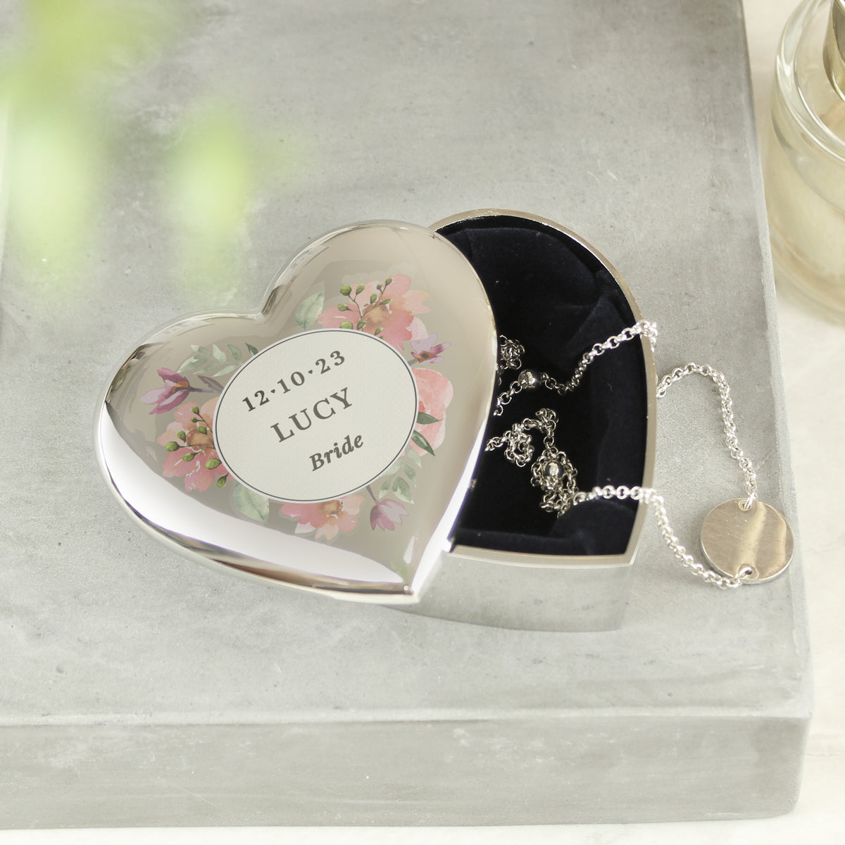 Personalised Floral Watercolour Heart Trinket Box | Trinket, Jewellery & Keepsake Boxes