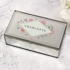 Personalised Floral Watercolour Mirrored Jewellery Box | Gift for Her