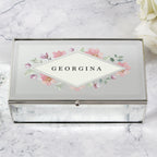 Personalised Floral Watercolour Mirrored Jewellery Box | Gift for Her