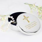 Personalised Gold Cross Trinket Box - Ideal For Rosary Beads | Trinket, Jewellery & Keepsake Boxes | Wedding Gift