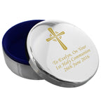 Personalised Gold Cross Trinket Box - Ideal For Rosary Beads | Trinket, Jewellery & Keepsake Boxes | Wedding Gift