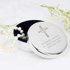 Personalised Silver Cross Trinket Box - Ideal For Rosary Beads | Trinket, Jewellery & Keepsake Boxes | Wedding Gift