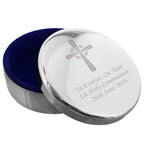 Personalised Silver Cross Trinket Box - Ideal For Rosary Beads | Trinket, Jewellery & Keepsake Boxes | Wedding Gift