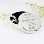 Personalised Godmother 'Floral Watercolour' Round Trinket Box | Trinket, Jewellery & Keepsake Boxes