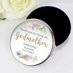 Personalised Godmother 'Floral Watercolour' Round Trinket Box | Trinket, Jewellery & Keepsake Boxes