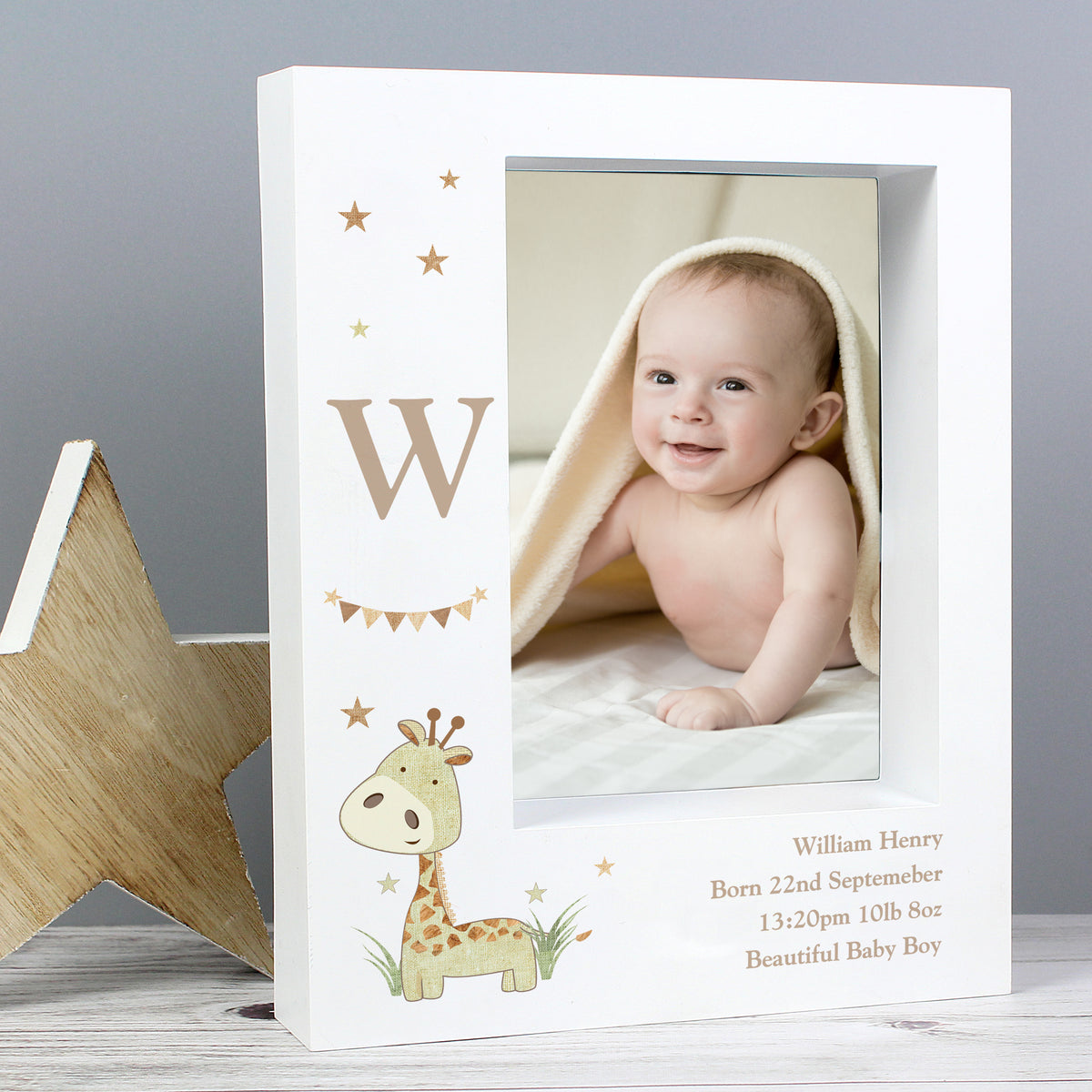 Personalised Hessian Giraffe 5x7 Box Photo Frame | Photo Frames, Albums and Guestbooks | New Baby Gift
