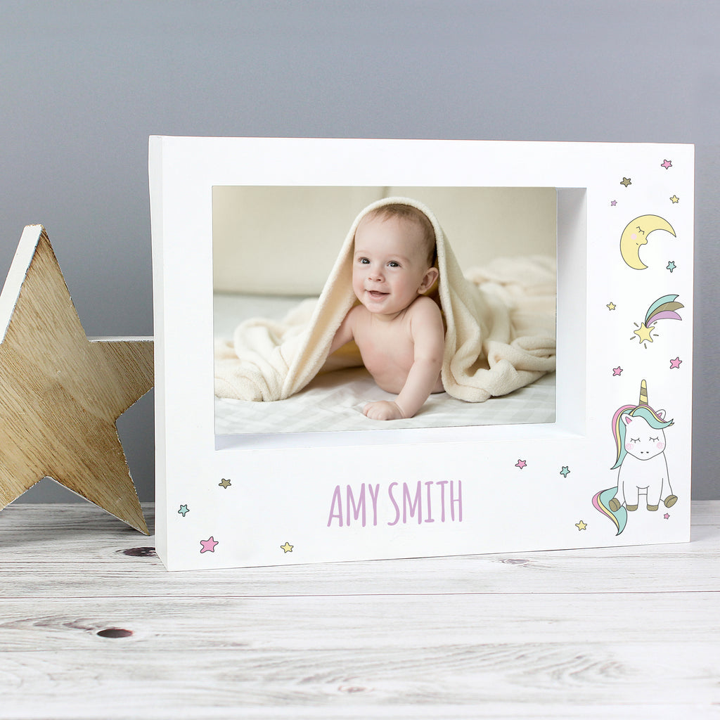 Personalised Baby Unicorn 5x7 Landscape Box Photo Frame | Photo Frames, Albums and Guestbooks | Inspired Creative Gifts