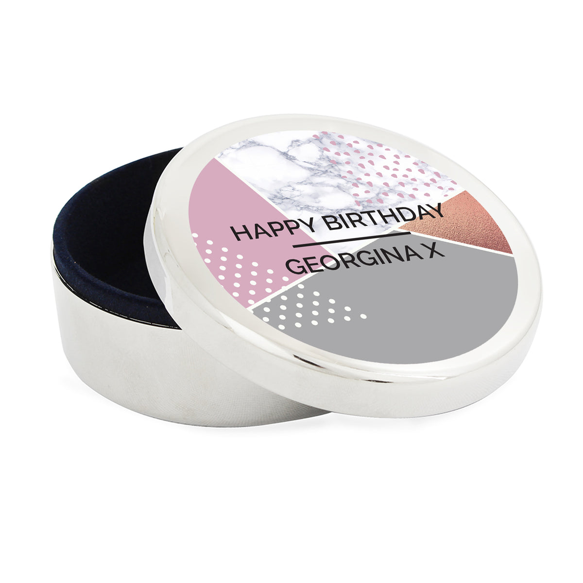 Personalised Geometric Round Trinket Box | Trinket, Jewellery & Keepsake Boxes | Mother's Day Gift
