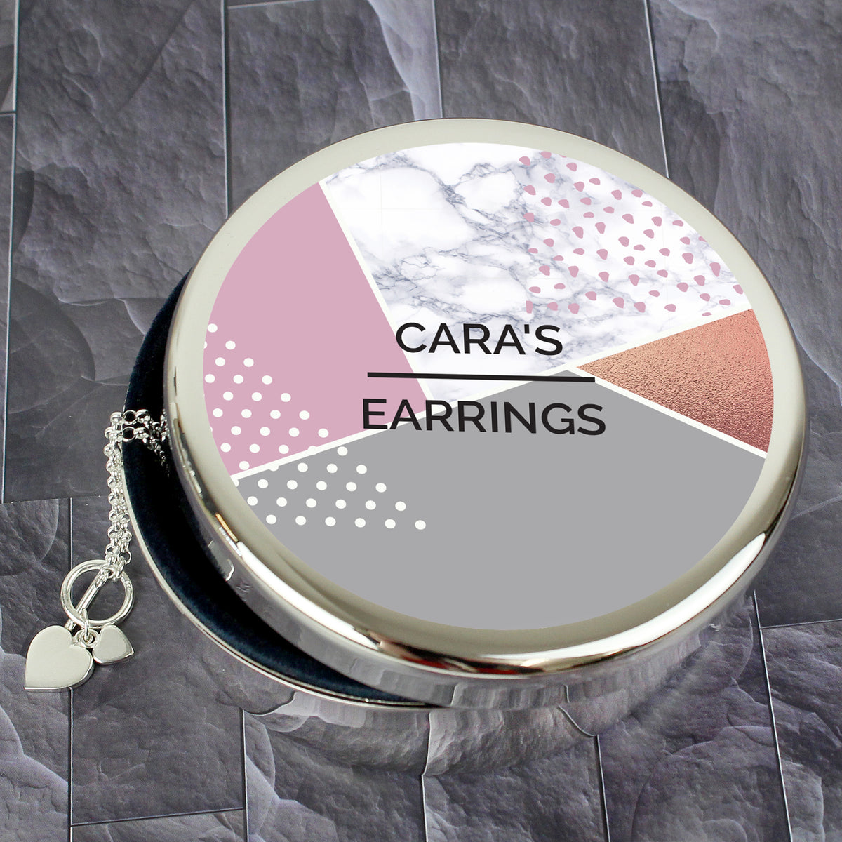 Personalised Geometric Round Trinket Box | Trinket, Jewellery & Keepsake Boxes | Mother's Day Gift