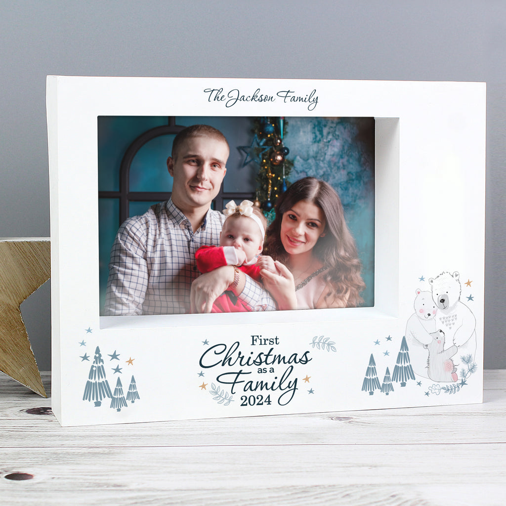 Personalised Polar Bear '1st Christmas As A Family' 5x7 Box Photo Frame - Picture Frame - Inspired Creative Gifts