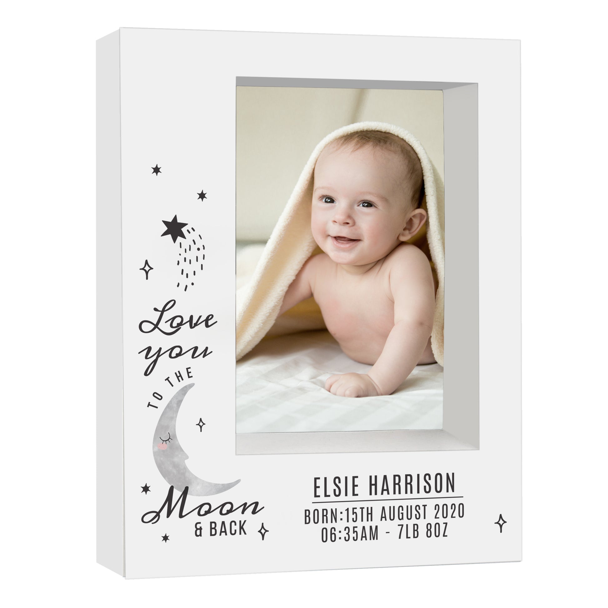 Personalised Baby To The Moon and Back 5x7 Box Photo Frame - Inspired Creative Gifts