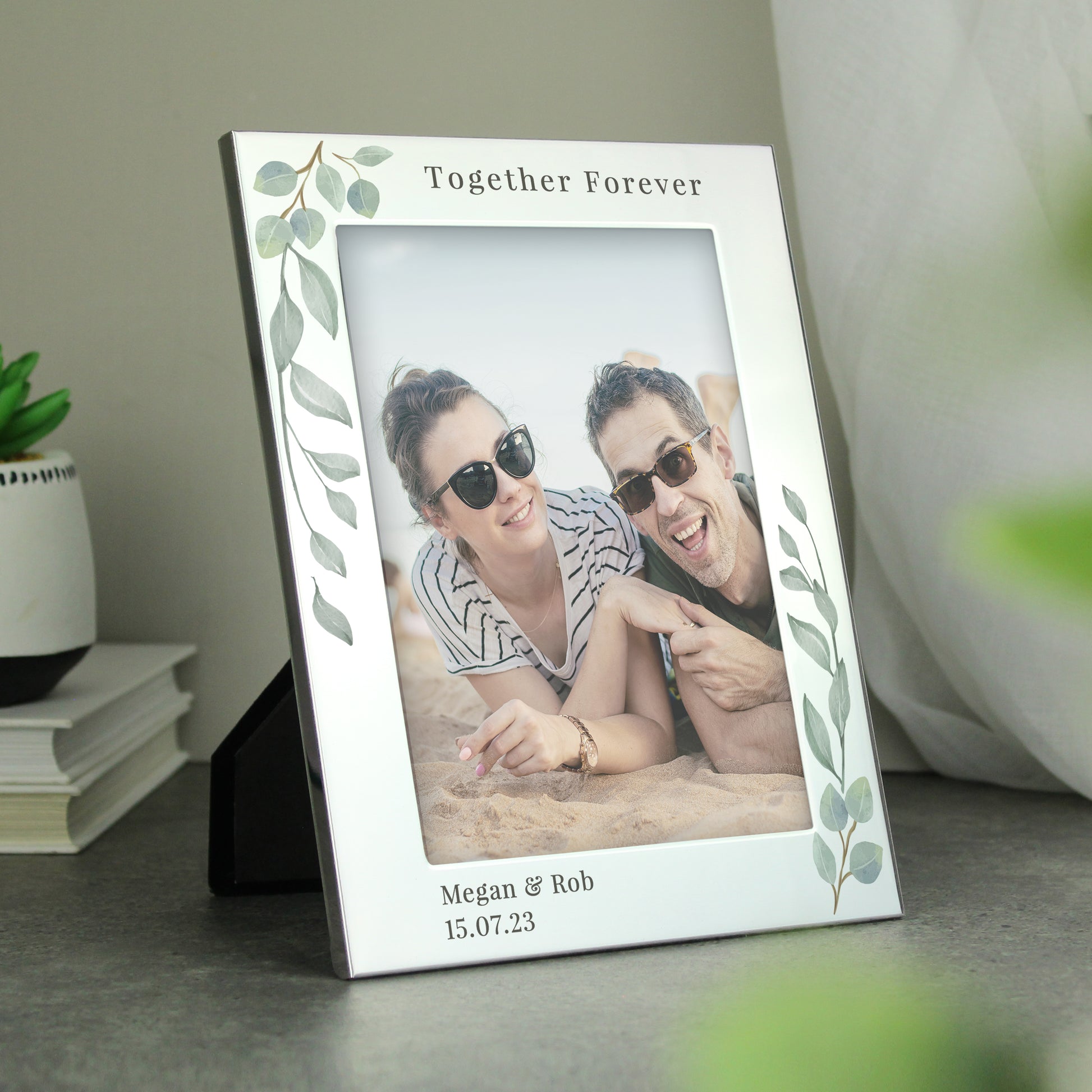 Personalised Botanical 6x4 Silver Photo Frame - Inspired Creative Gifts