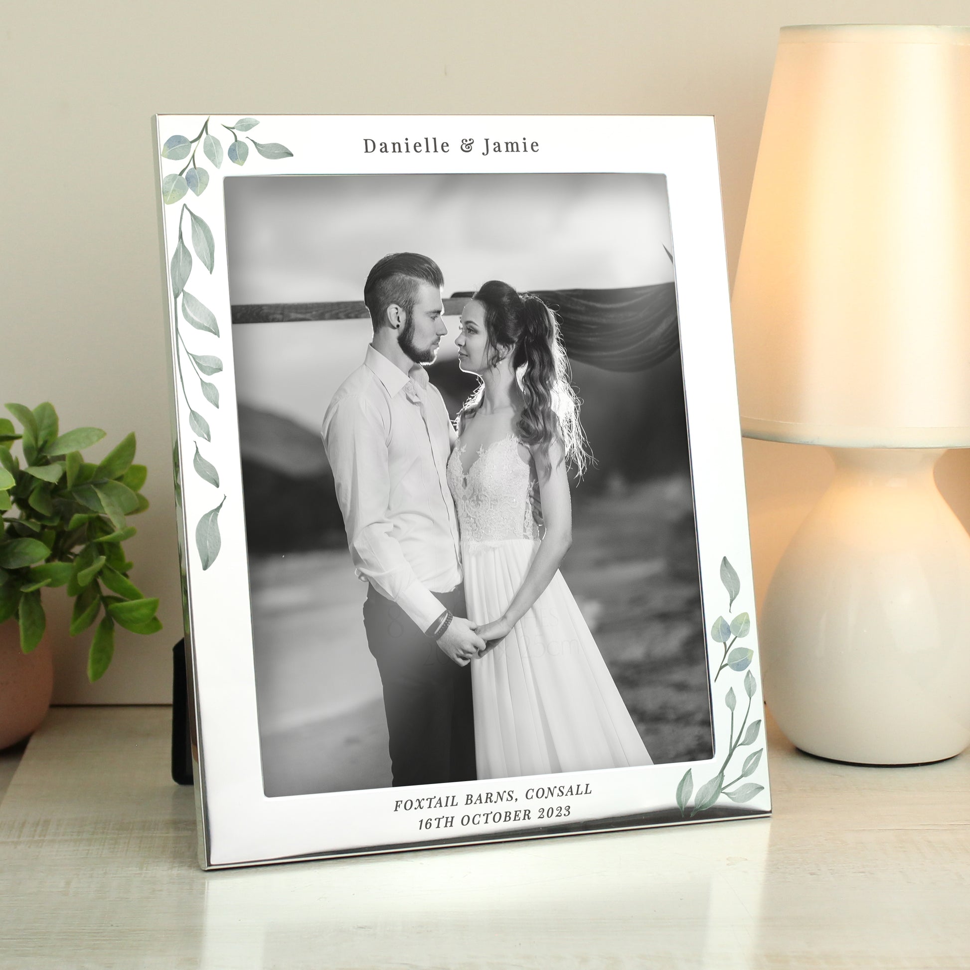 Personalised Botanical 10x8 Silver Photo Frame - Picture Frame - Inspired Creative Gifts