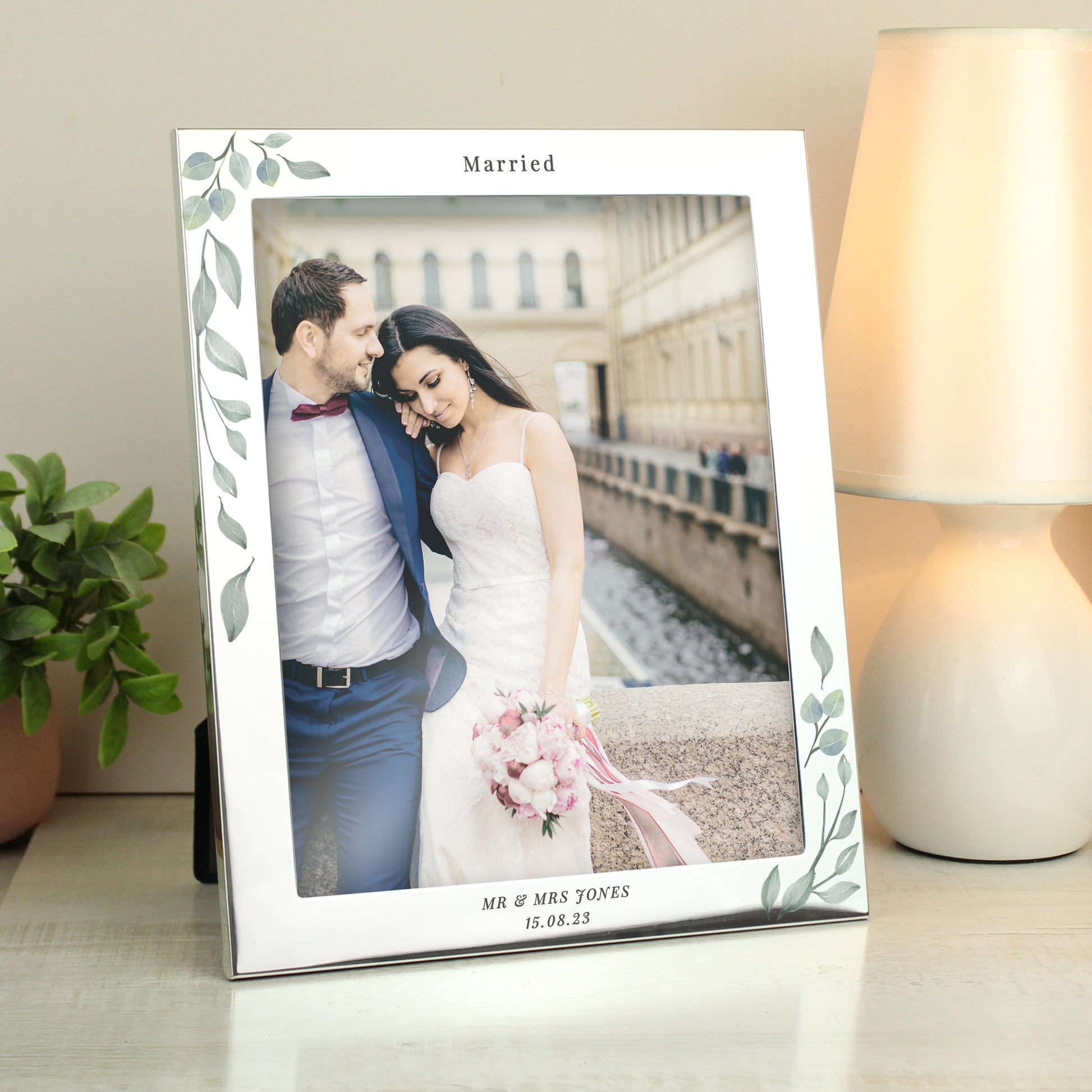 Personalised Botanical 10x8 Silver Photo Frame - Picture Frame - Inspired Creative Gifts