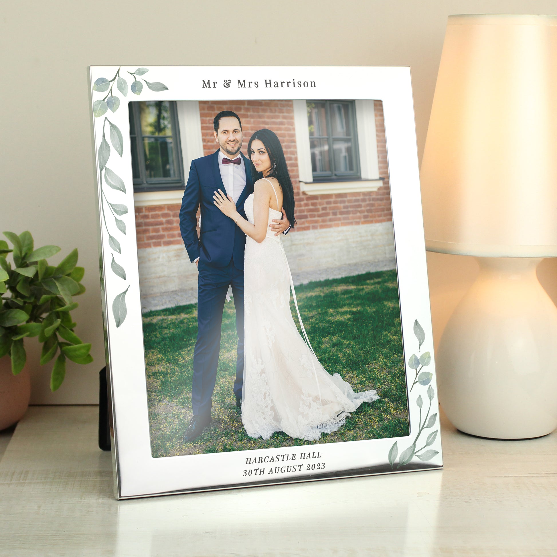 Personalised Botanical 10x8 Silver Photo Frame - Picture Frame - Inspired Creative Gifts