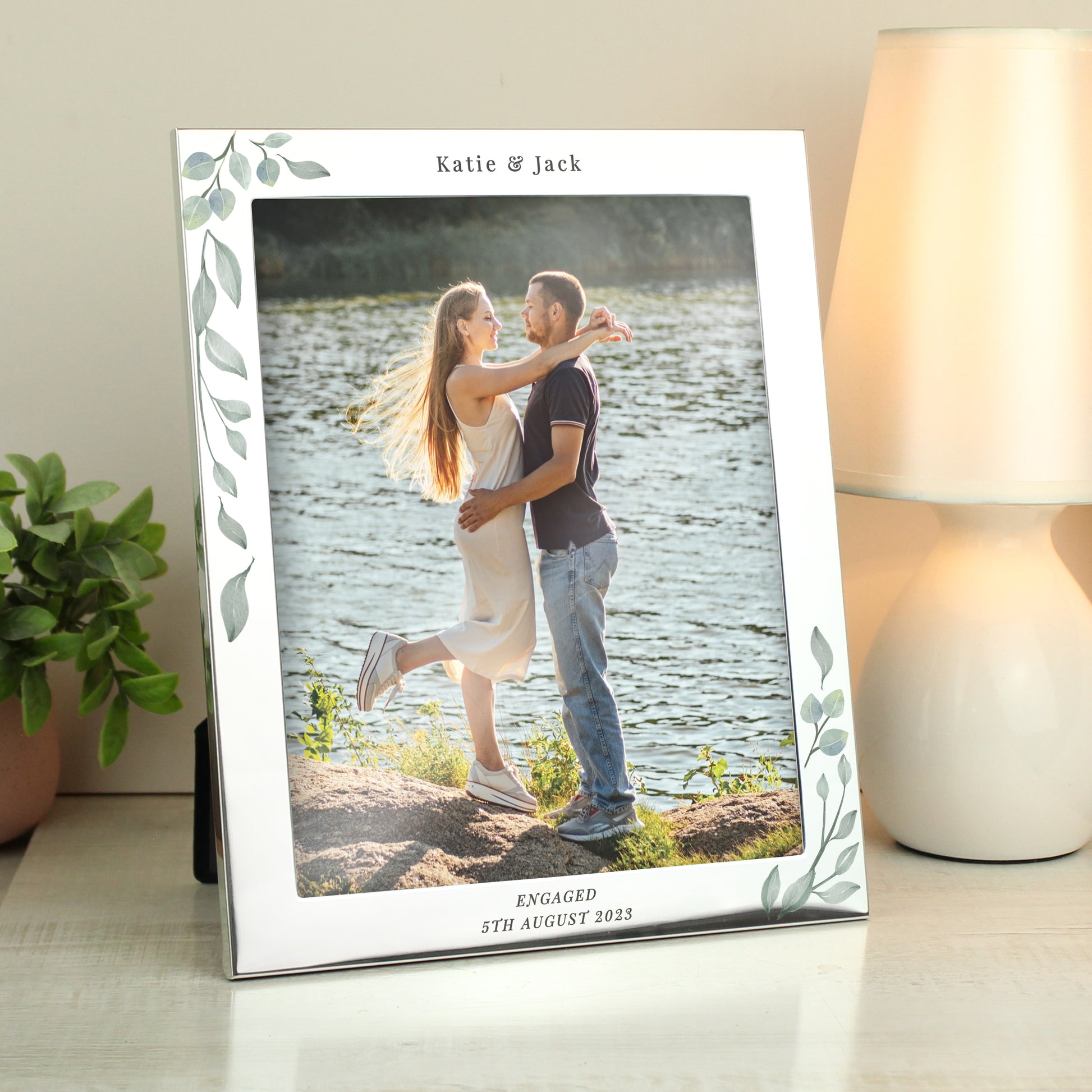 Personalised Botanical 10x8 Silver Photo Frame - Picture Frame - Inspired Creative Gifts