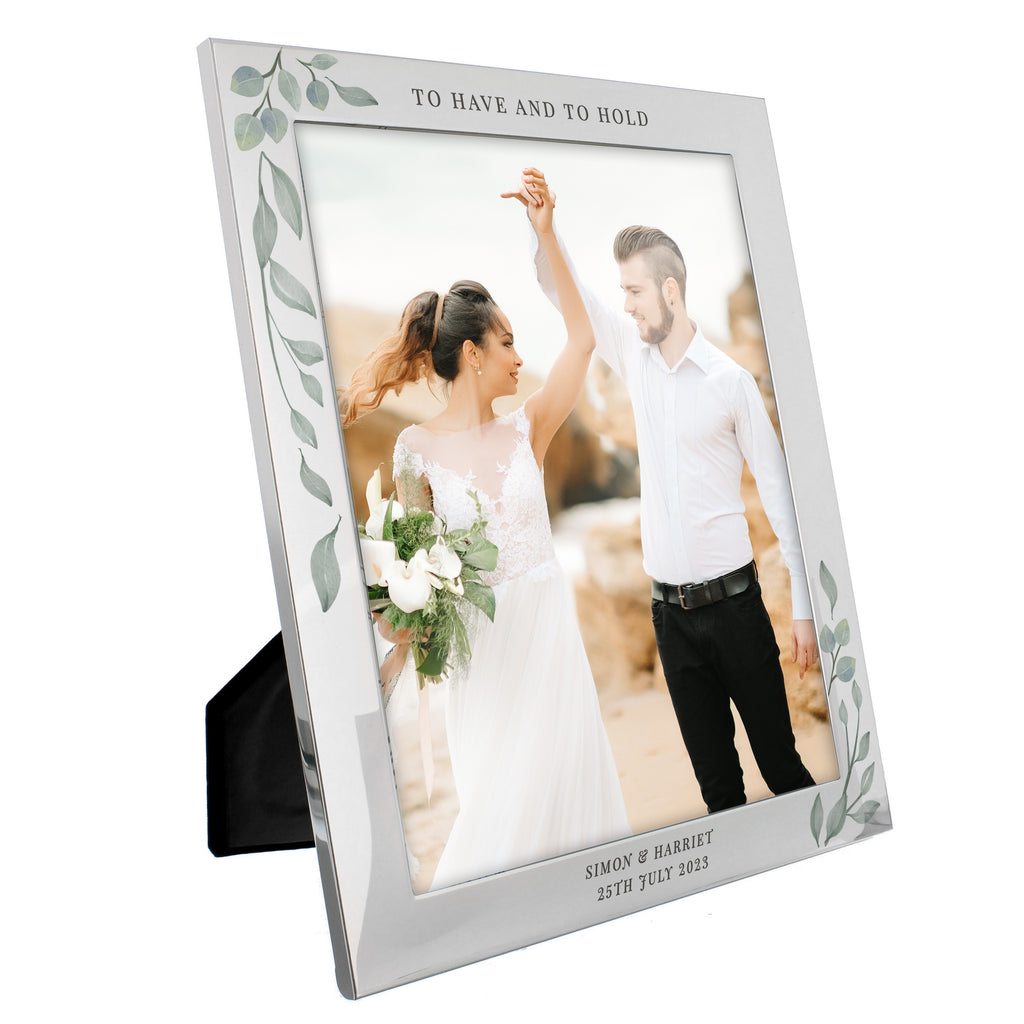 Personalised Botanical 10x8 Silver Photo Frame - Picture Frame - Inspired Creative Gifts