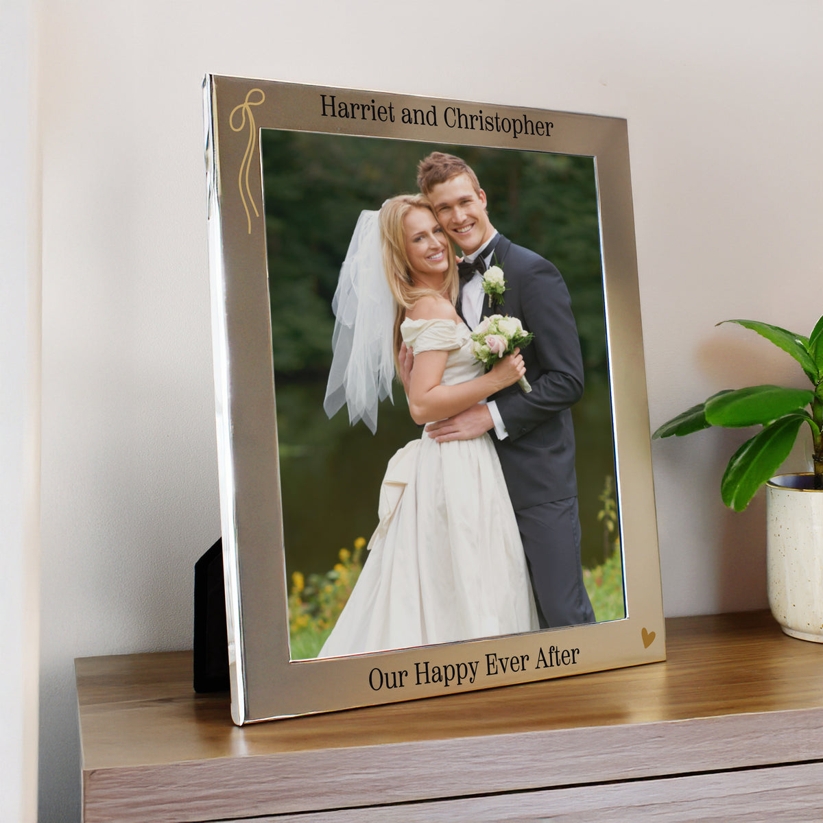 Personalised Black & Gold Free Text 8x10 Photo Frame for Wedding