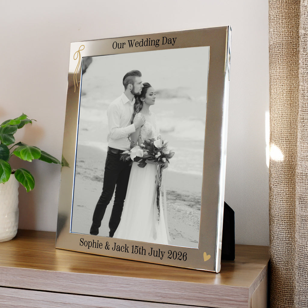 Personalised Black & Gold Free Text 8x10 Photo Frame for Wedding